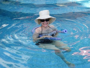 Ellen enjoying a swim in our pool.